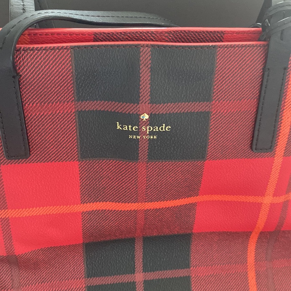 Kate spade red plaid carry all